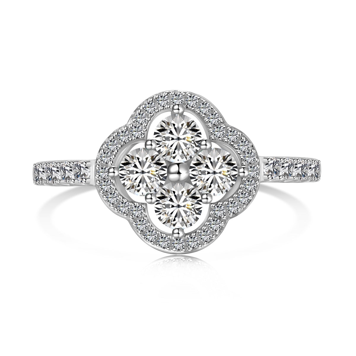 [ElanLuxe Jewelry]Four Leaf Clover Flower Design Ring