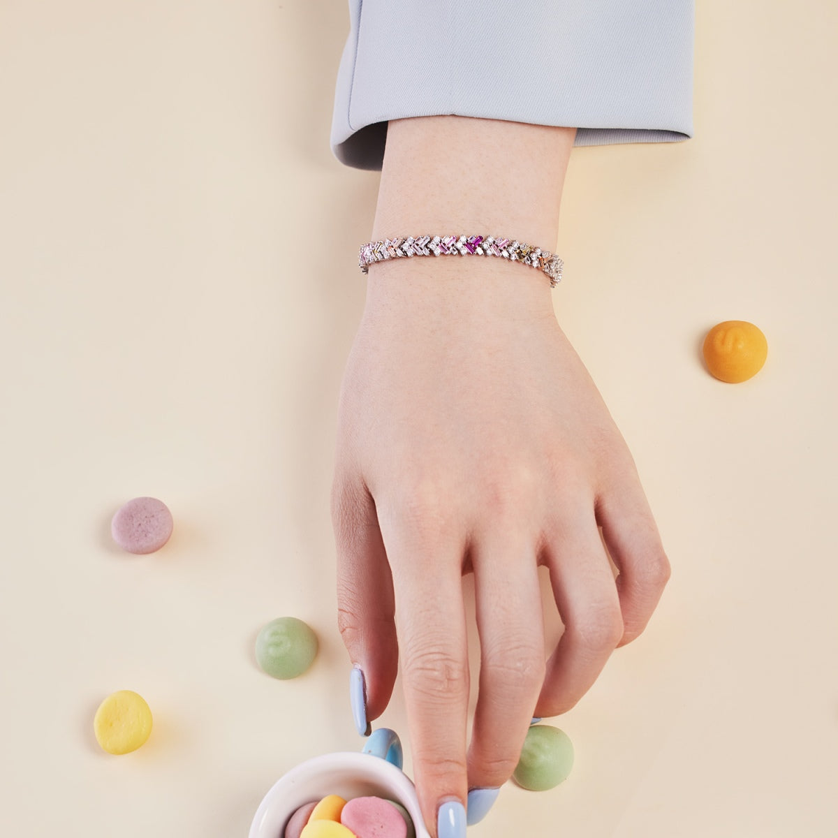 [ElanLuxe Jewelry]Dazzling Unique Multi Shape Daily Bracelet