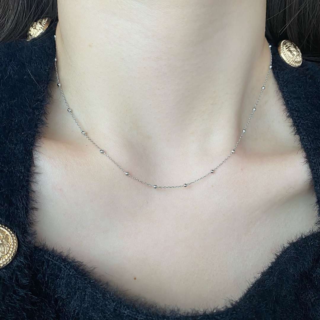 [ElanLuxe Jewelry]Small Bead Clavicle Chain Simple Necklace