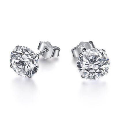 [ElanLuxe Jewelry]Stylish Shiny Round Center Stone Stud Earrings