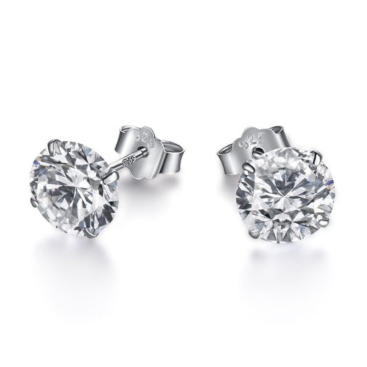[ElanLuxe Jewelry]Stylish Shiny Round Center Stone Stud Earrings