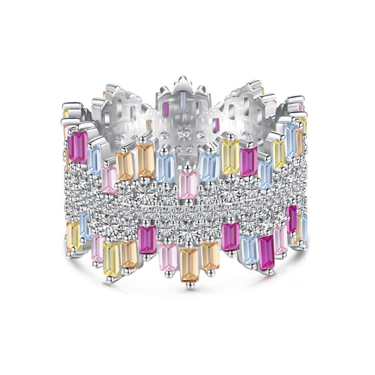 [ElanLuxe Jewelry]Luxurious Colorful Radiant Cut Daily Ring