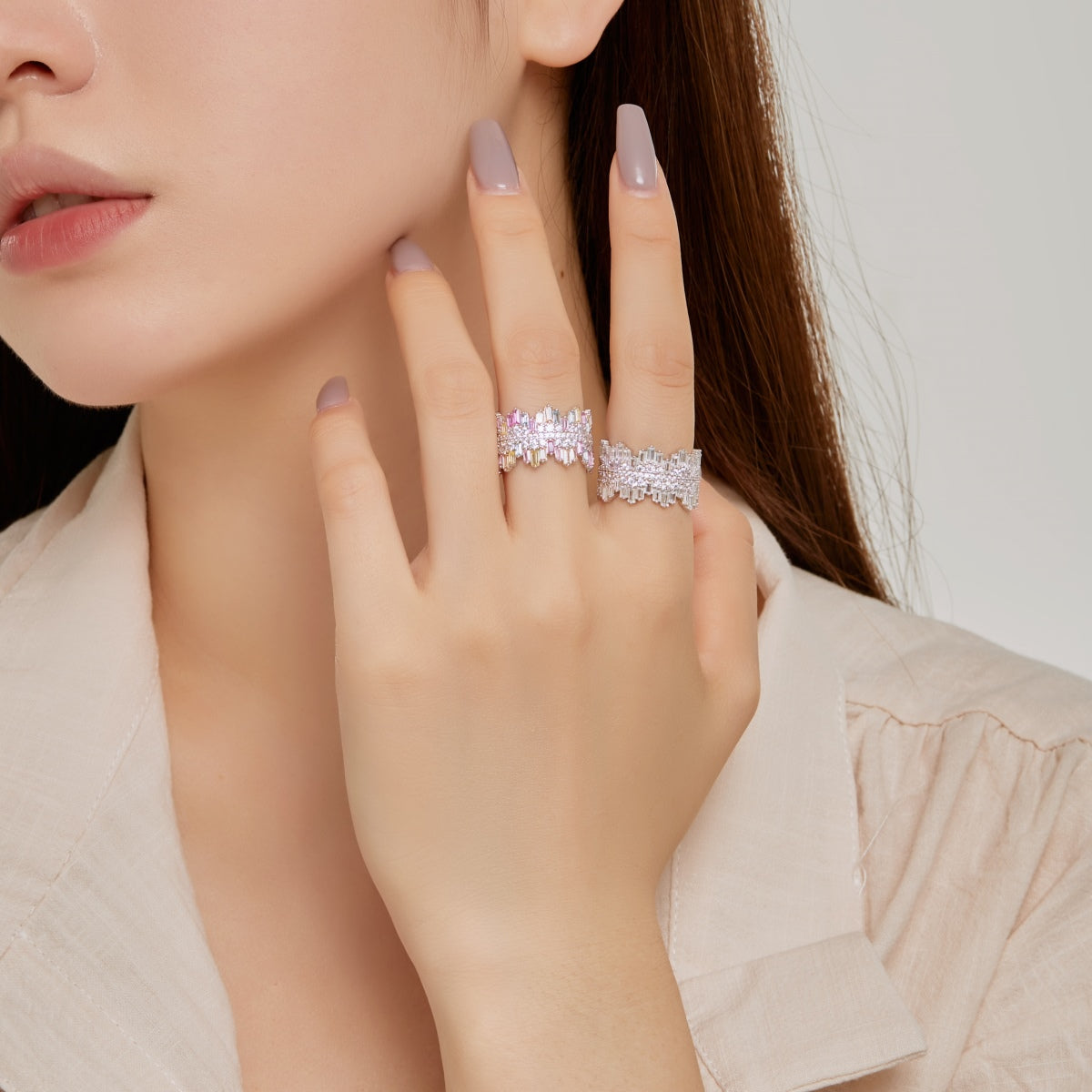 [ElanLuxe Jewelry]Luxurious Colorful Radiant Cut Daily Ring