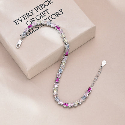 [ElanLuxe Jewelry]Delicate Colorful Emerald Cut Party Bracelet