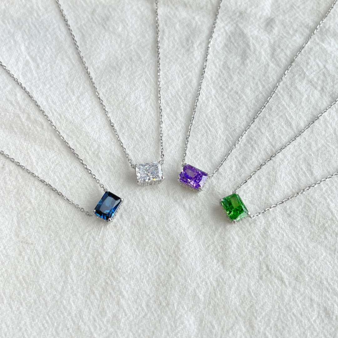 [ElanLuxe Jewelry]Luxurious Square Shape Colorful Necalack