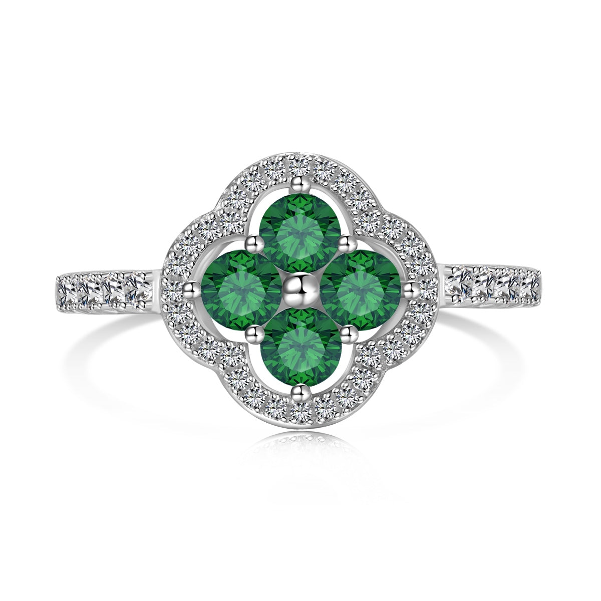 [ElanLuxe Jewelry]Four Leaf Clover Flower Design Ring