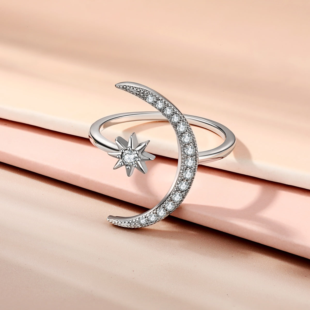 [ElanLuxe Jewelry]Eternity Moon & Star Ring