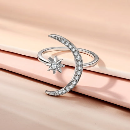 [ElanLuxe Jewelry]Eternity Moon & Star Ring