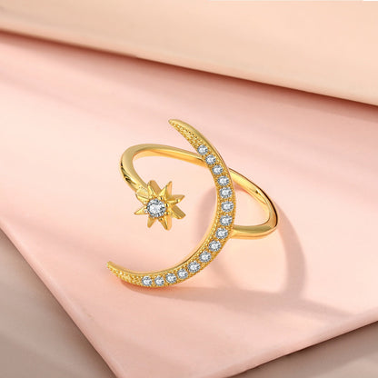 [ElanLuxe Jewelry]Eternity Moon & Star Ring