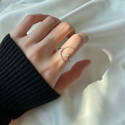 [ElanLuxe Jewelry]Eternity Moon & Star Ring