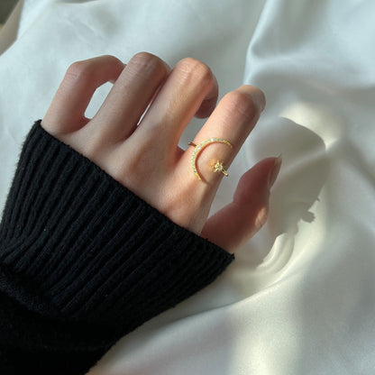 [ElanLuxe Jewelry]Eternity Moon & Star Ring