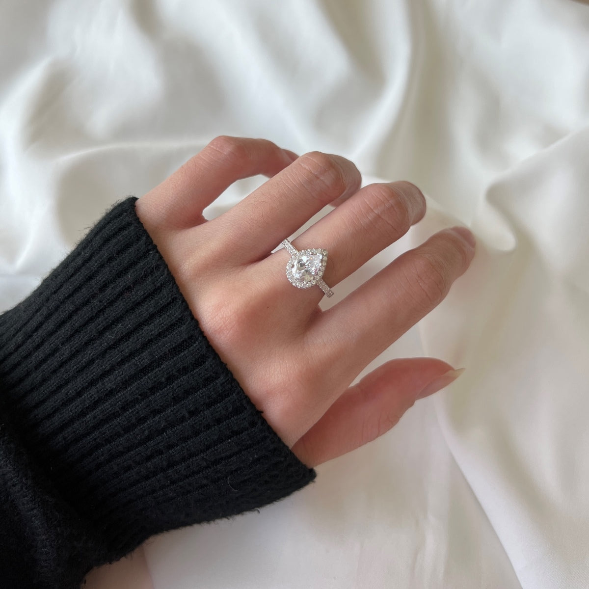 [ElanLuxe Jewelry]1.0 Carat Luxurious Resplendent Water Drop Shape Wedding Ring