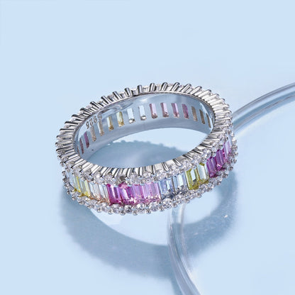 [ElanLuxe Jewelry]Dainty Kaleidoscopic Emerald Cut Daily Ring