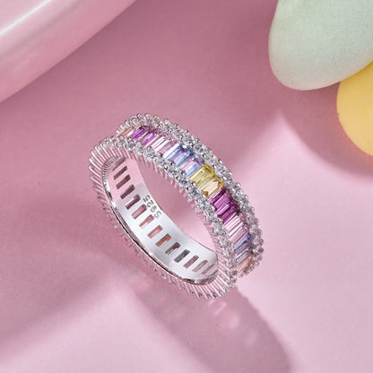 [ElanLuxe Jewelry]Dainty Kaleidoscopic Emerald Cut Daily Ring