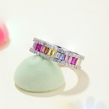 [ElanLuxe Jewelry]Dainty Kaleidoscopic Emerald Cut Daily Ring
