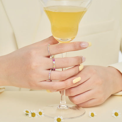 [ElanLuxe Jewelry]Dazzling Lustrous Round Cut Tennis Ring