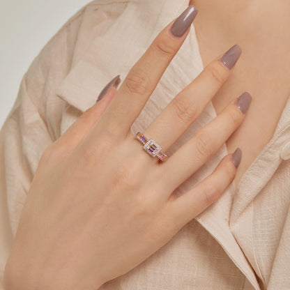 [ElanLuxe Jewelry]Exquisite Colorful Radiant Cut Party Ring