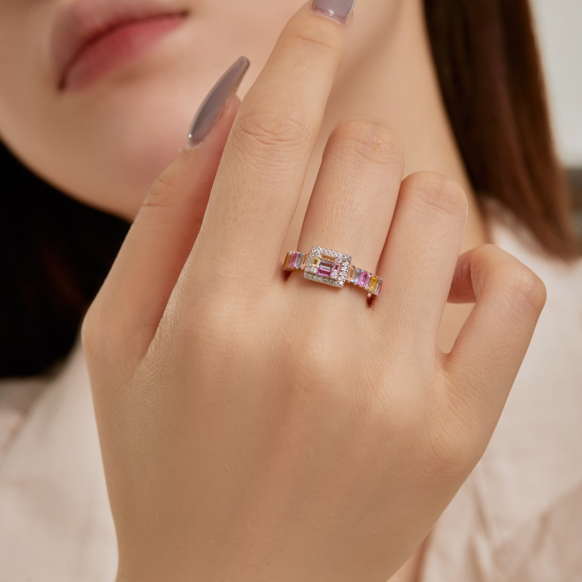 [ElanLuxe Jewelry]Exquisite Colorful Radiant Cut Party Ring