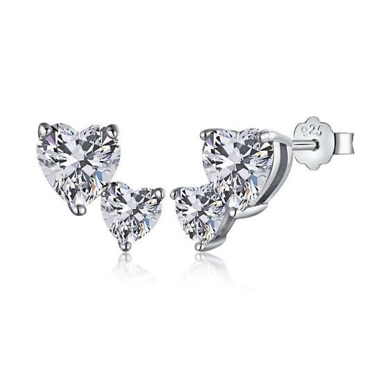 [ElanLuxe Jewelry]Double Heart-Shape Classic Princess Style Earrings