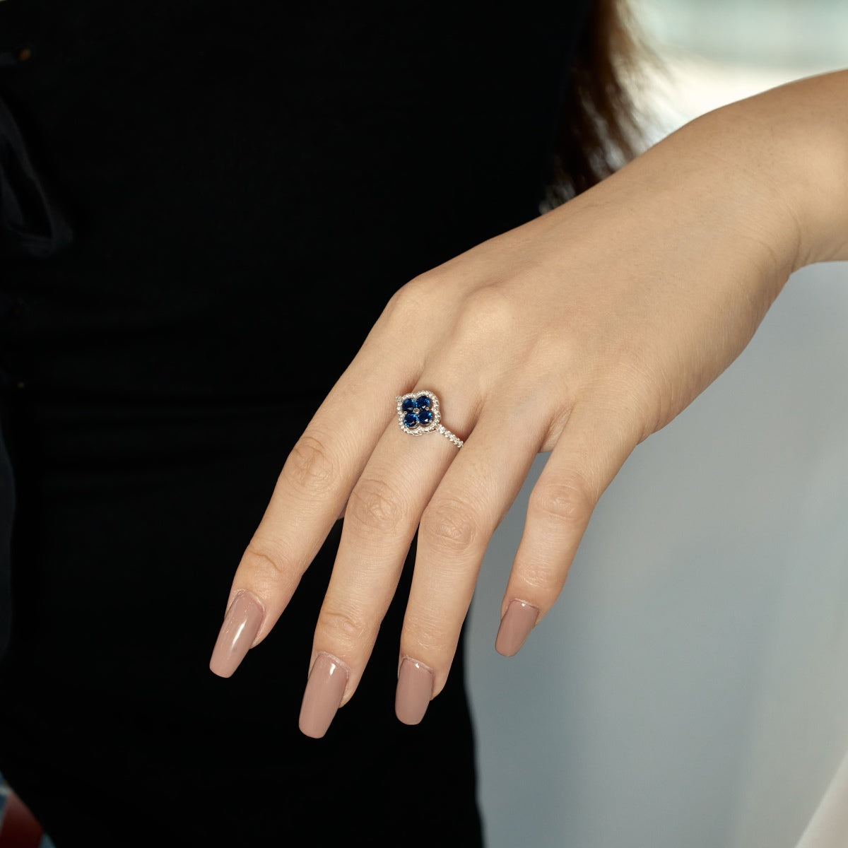 [ElanLuxe Jewelry]Four Leaf Clover Flower Design Ring