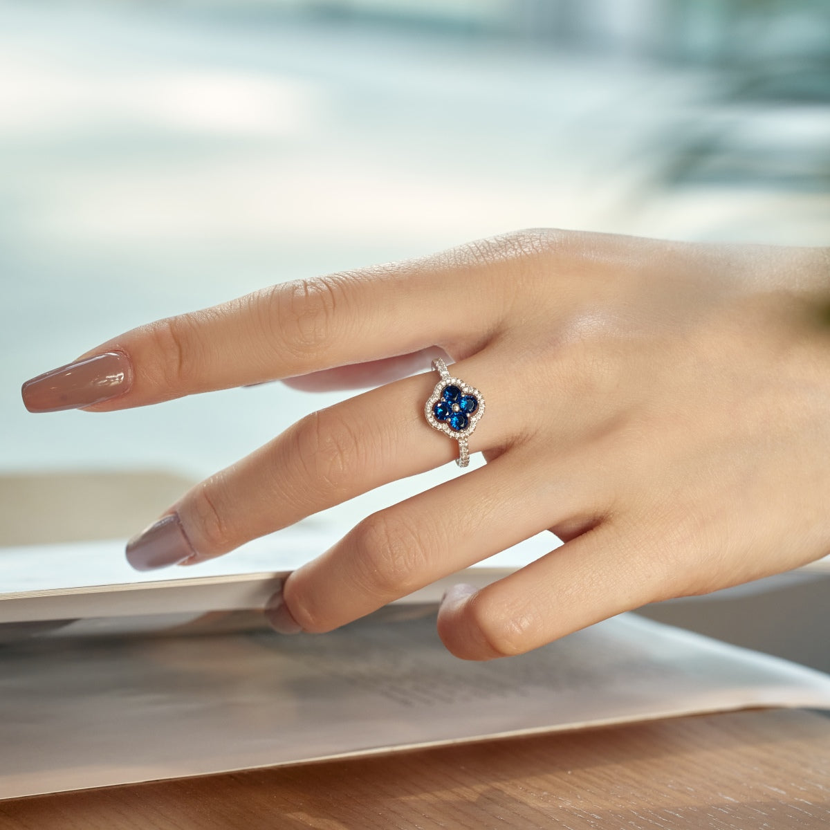 [ElanLuxe Jewelry]Four Leaf Clover Flower Design Ring