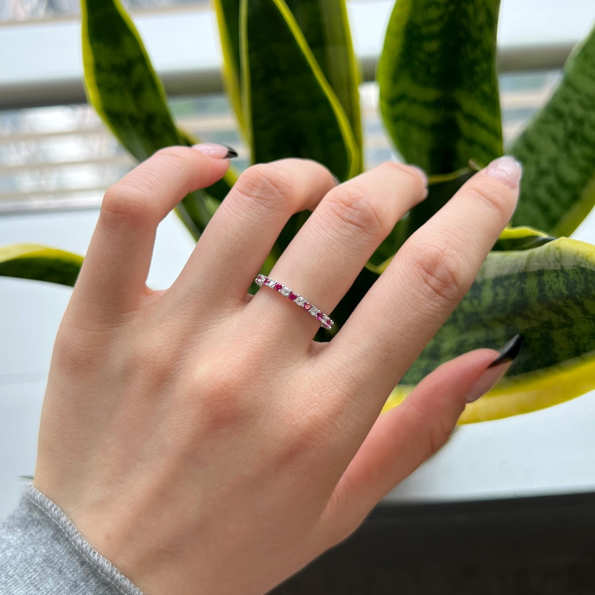 [ElanLuxe Jewelry]Exquisite Colorful Round Cut Tennis Ring