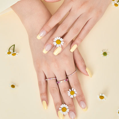 [ElanLuxe Jewelry]Ornate Colorful Round Cut Tennis Ring