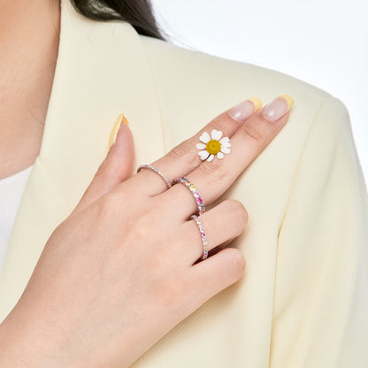[ElanLuxe Jewelry]Ornate Colorful Round Cut Tennis Ring