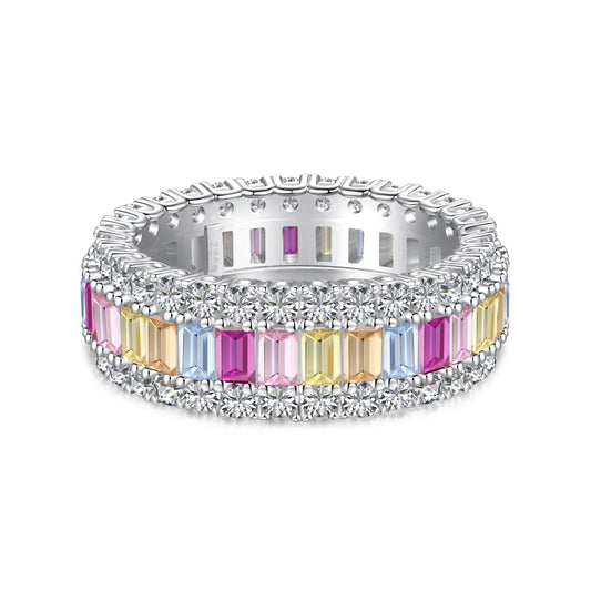[ElanLuxe Jewelry]Dainty Colorful Radiant Cut Daily Ring