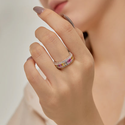 [ElanLuxe Jewelry]Dainty Colorful Radiant Cut Daily Ring