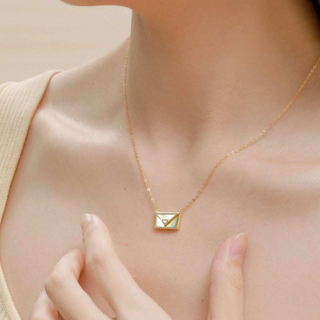 [ElanLuxe Jewelry]Envelope Heart Shape Mother's Day Necklace