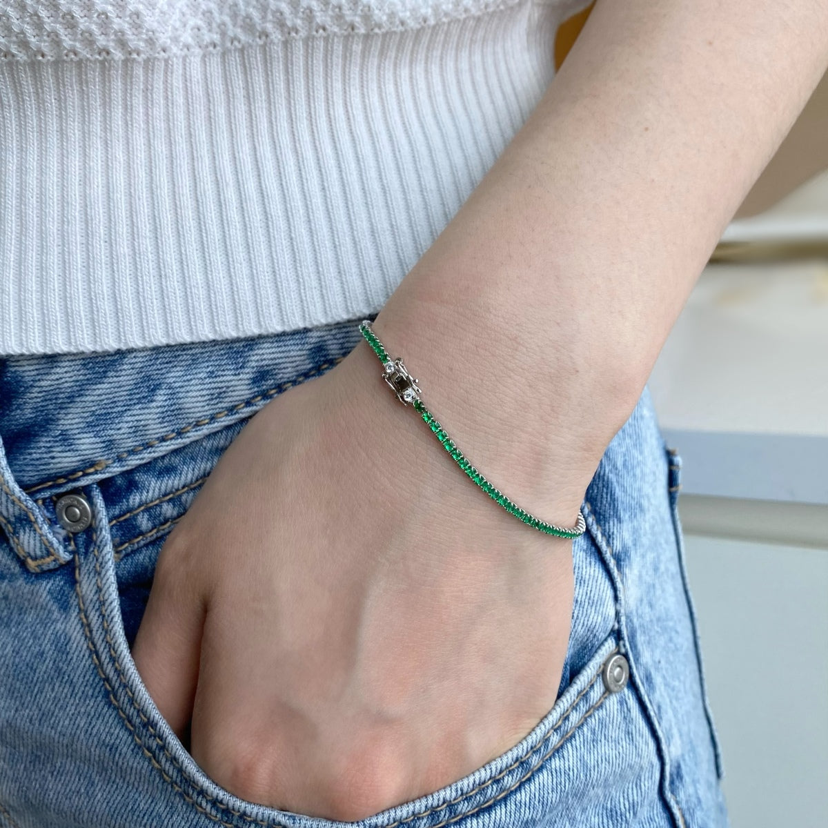 [ElanLuxe Jewelry]Dazzling Colorful Round Cut Daily Bracelet
