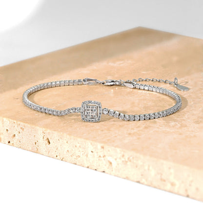 [ElanLuxe Jewelry]Luxurious Dazzling Square Shape Banquet Bracelet