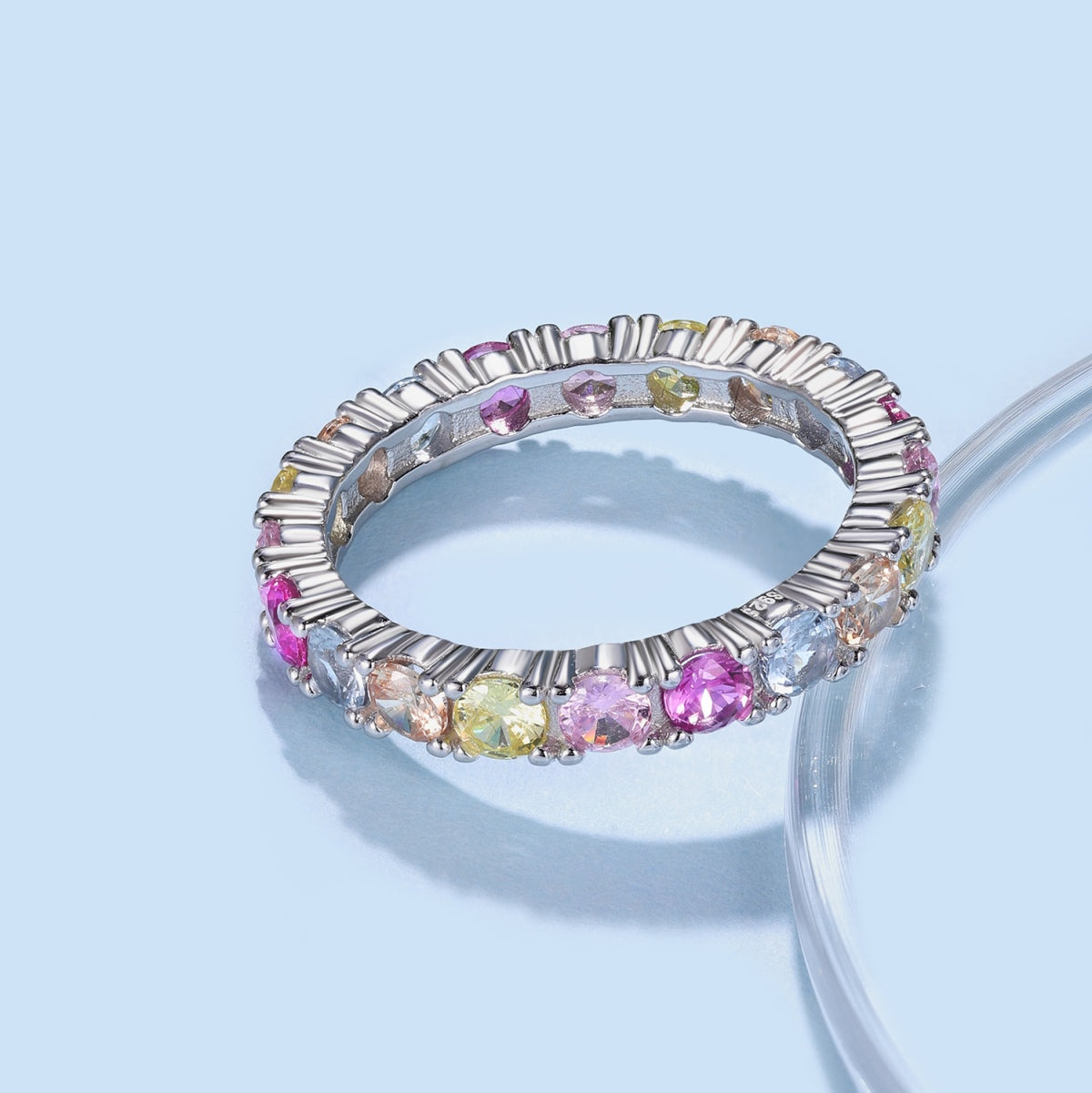 [ElanLuxe Jewelry]Dazzling Lustrous Round Cut Tennis Ring