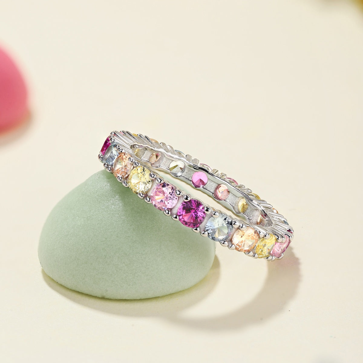 [ElanLuxe Jewelry]Dazzling Lustrous Round Cut Tennis Ring