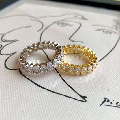 [ElanLuxe Jewelry]Ornate Oval Cut Tennis Ring