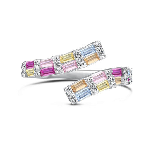 [ElanLuxe Jewelry]Charming Colorful Radiant Cut Adjustable Daily Ring