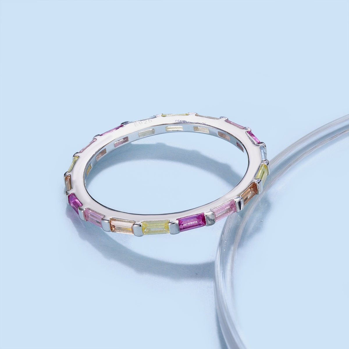 [ElanLuxe Jewelry]Exquisite Multicolored Emerald Cut Daily Ring