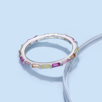 [ElanLuxe Jewelry]Exquisite Multicolored Emerald Cut Daily Ring