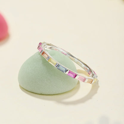 [ElanLuxe Jewelry]Exquisite Multicolored Emerald Cut Daily Ring