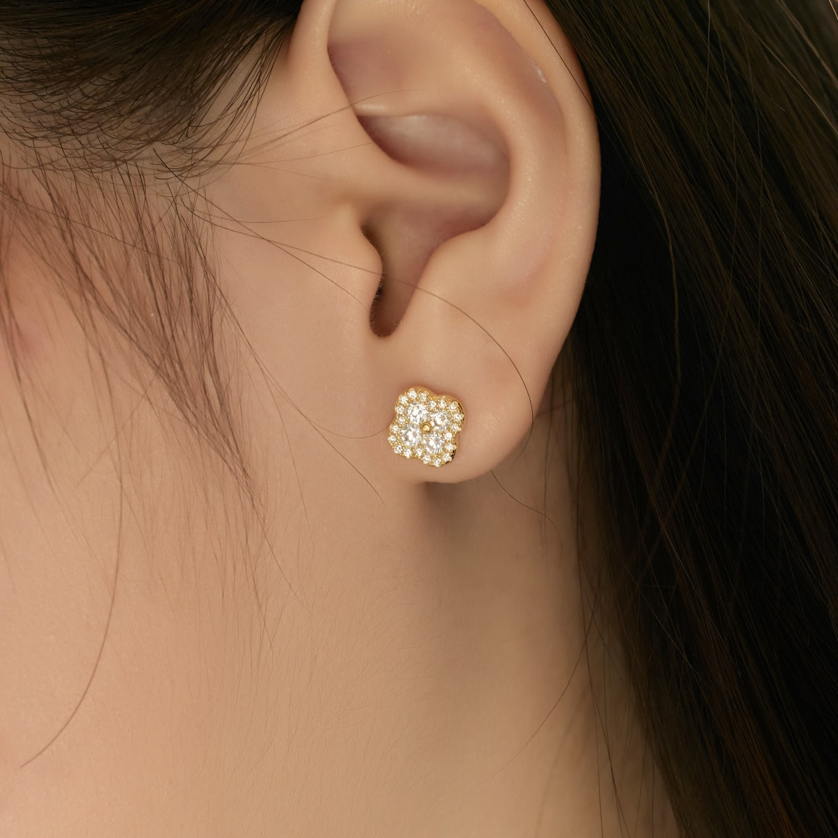 [ElanLuxe Jewelry]Four-Leaf Clover Flower Shaped Earrings