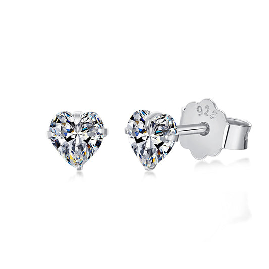 [ElanLuxe Jewelry]Sparkling Heart Shaped Simple Earrings