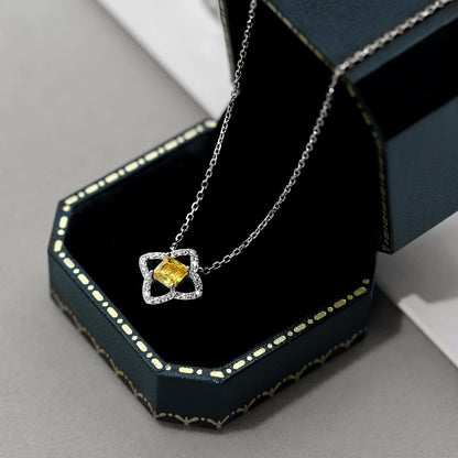 [ElanLuxe Jewelry]Exquisite Flower Shape Princess Cut Necklace
