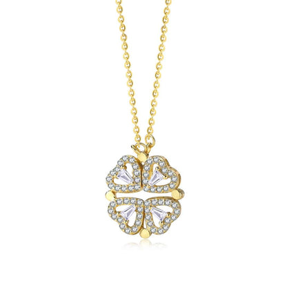 [ElanLuxe Jewelry]Ornate Heart Cut Flower Shape Necklace