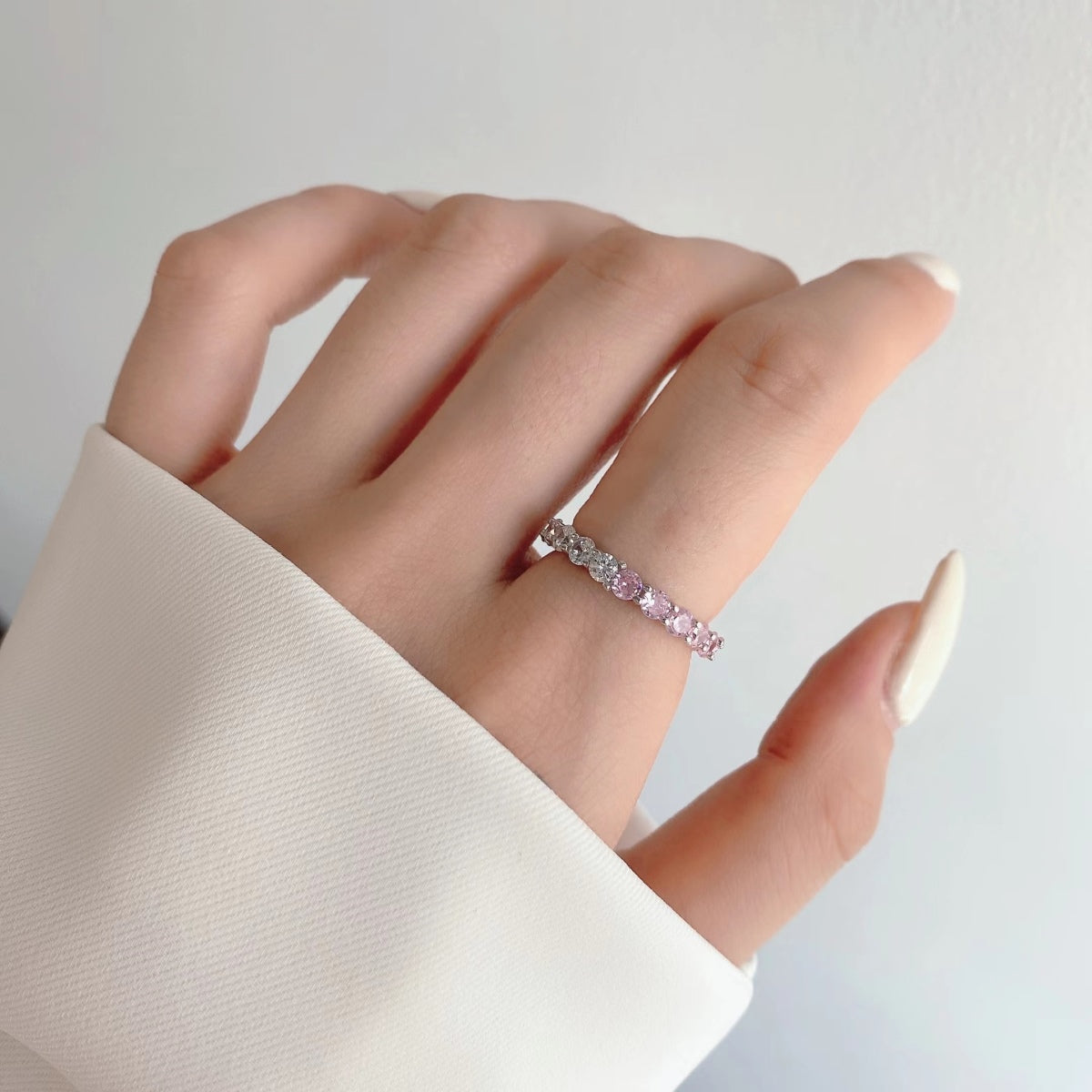 [ElanLuxe Jewelry]Sparkling Round Cut Tennis Ring