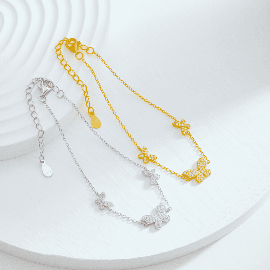 [ElanLuxe Jewelry]Delicate Butterfly Pendant Bracelet