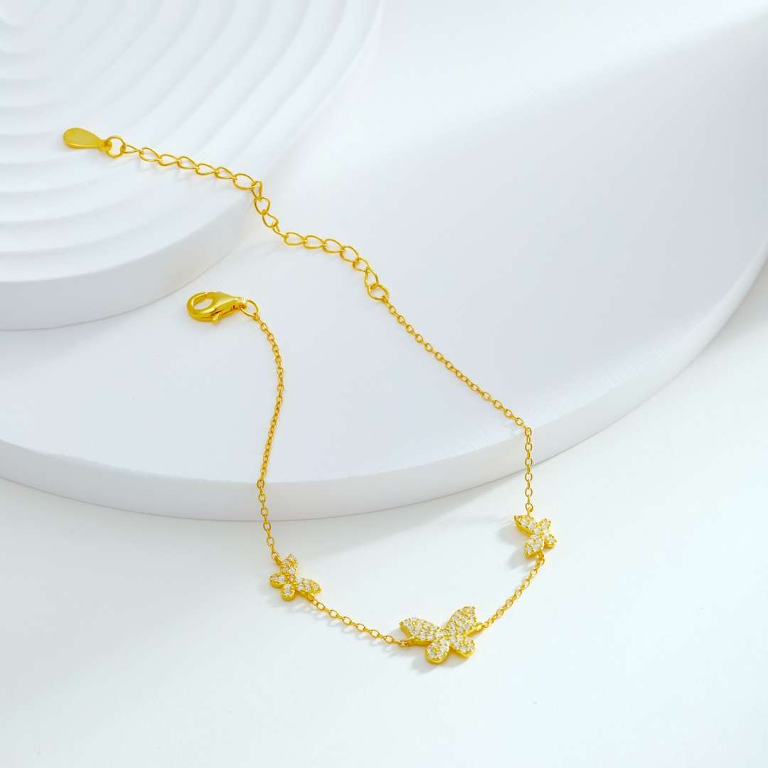 [ElanLuxe Jewelry]Delicate Butterfly Pendant Bracelet