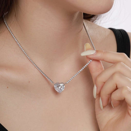 [ElanLuxe Jewelry]8.0 Carat Versatile Colorful Sweet Heart-Shaped Tennis Necklace