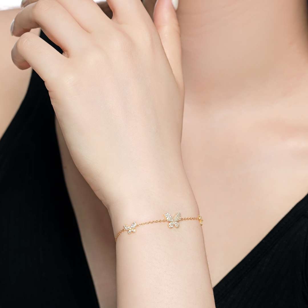 [ElanLuxe Jewelry]Delicate Butterfly Pendant Bracelet