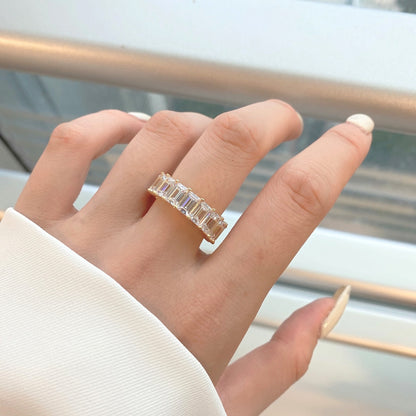 [ElanLuxe Jewelry]0.75 Carat Elegant Emerald Cut Tennis Ring